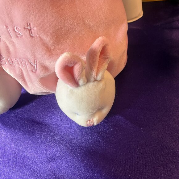 VTG๐ DGE MY 1ST BUNNY Snuggie White Pink Bunny 2000 Look at the Bunny Feet - Picture 3 of 11